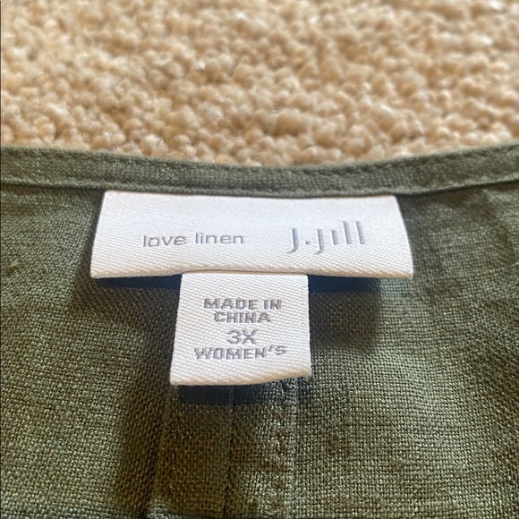 J Jill Love Linen Lagenlook V Neck Dress Olive Green Size 3X - Picture 2 of 8